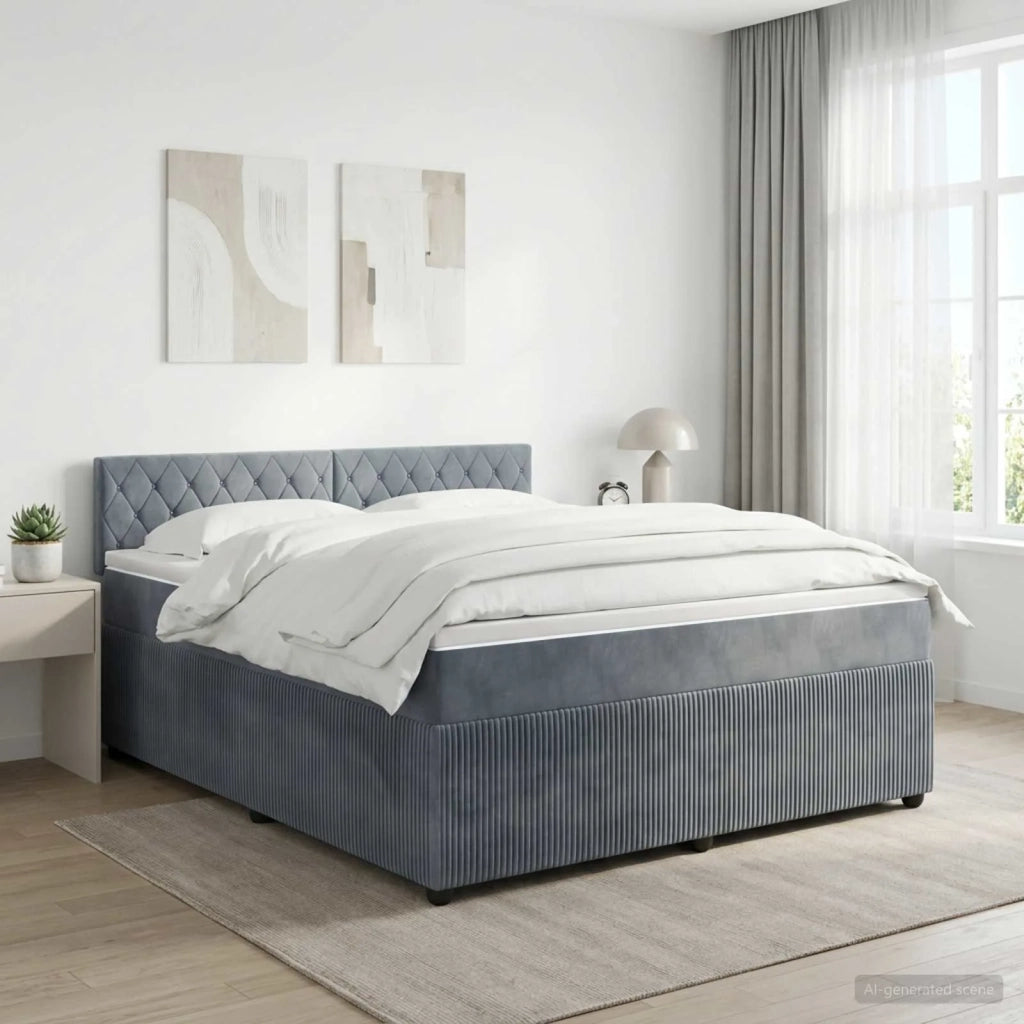 Letto box spring con materasso Grigio Scuro 160 x 200 cm 3453168