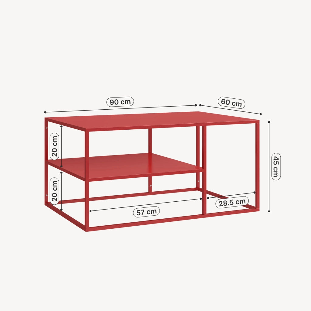 Tavolino da Salotto 'Solund' Metallo - Rosso [en.casa]