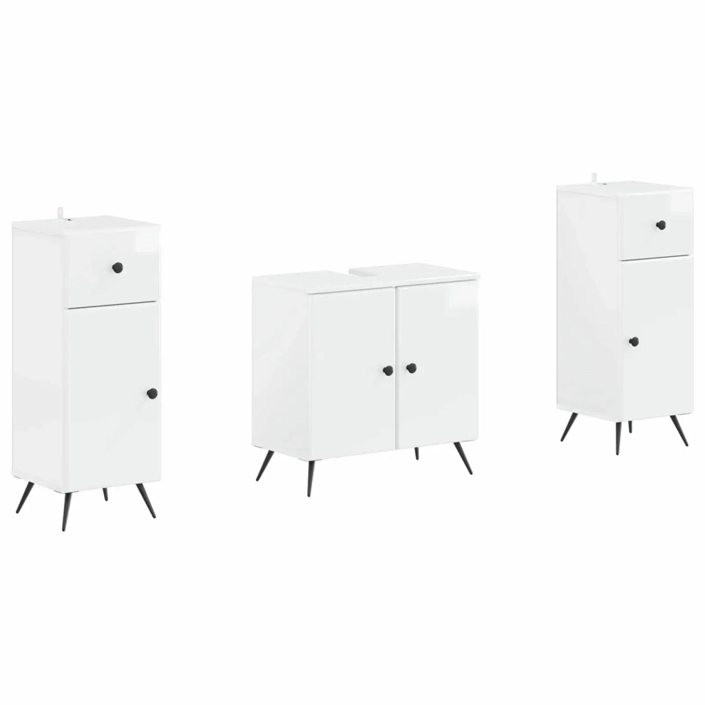 Set di Armadi da Bagno da 2 Pezzi BREDA Bianco Lucido 3418048