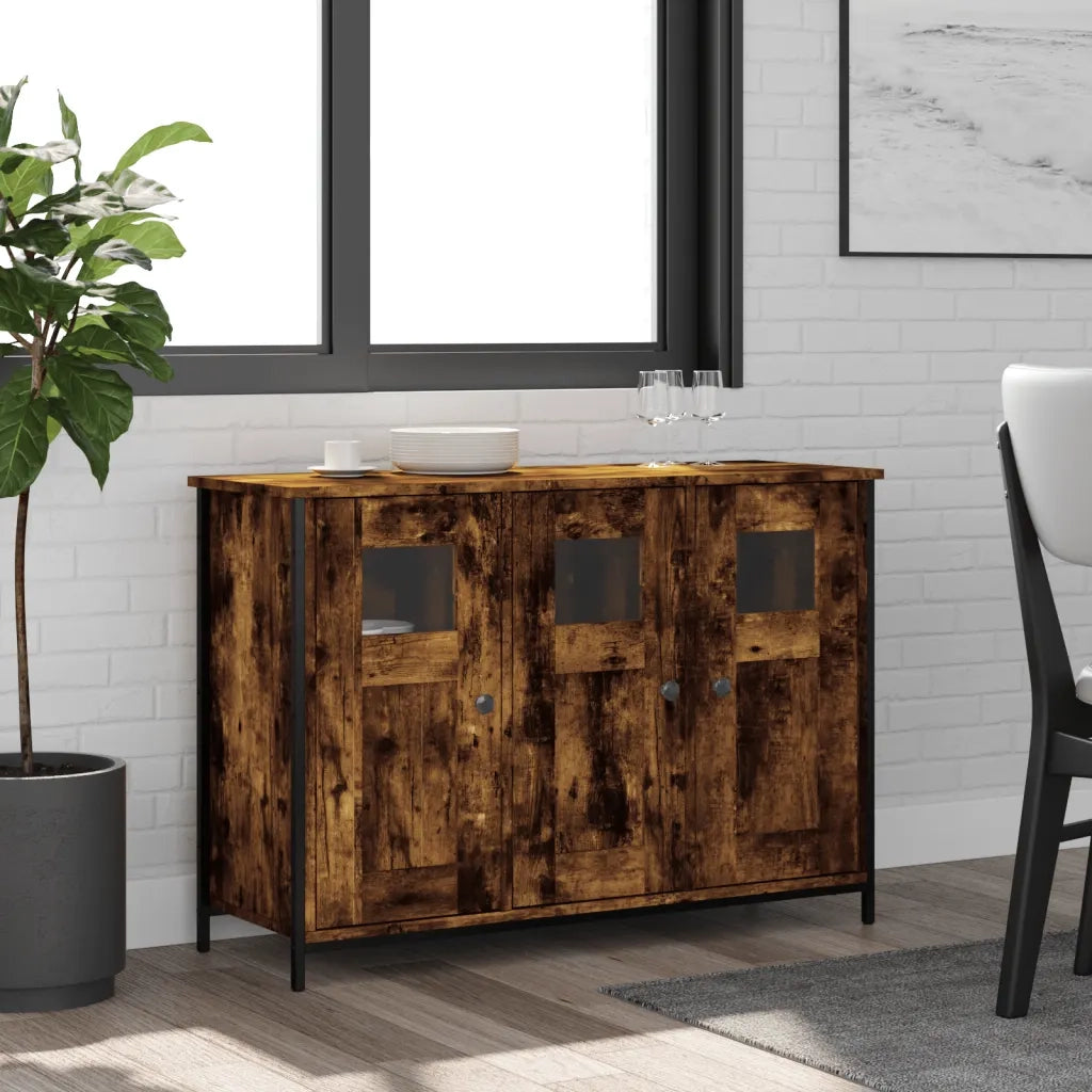 Credenza Rovere Fumo 100x35x70 cm in Legno Multistrato 835521