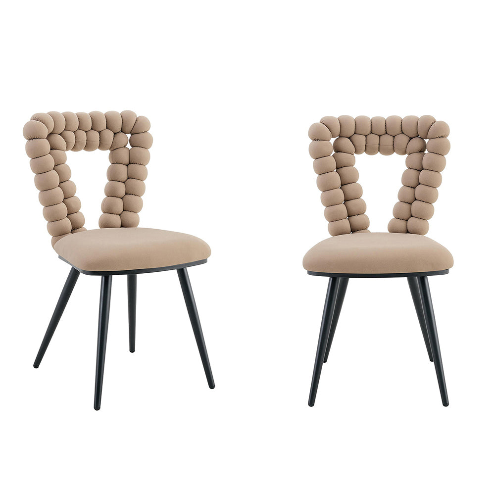 Set 2 sedie da pranzo - Xylo - velluto camel gambe nere schienale triangolare