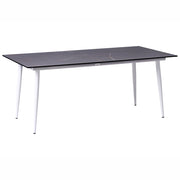 Tavolo da giardino con piano in HPL grigio scuro e struttura in alluminio bianco resistente ai raggi UV all'acqua per esterni, in stile moderno