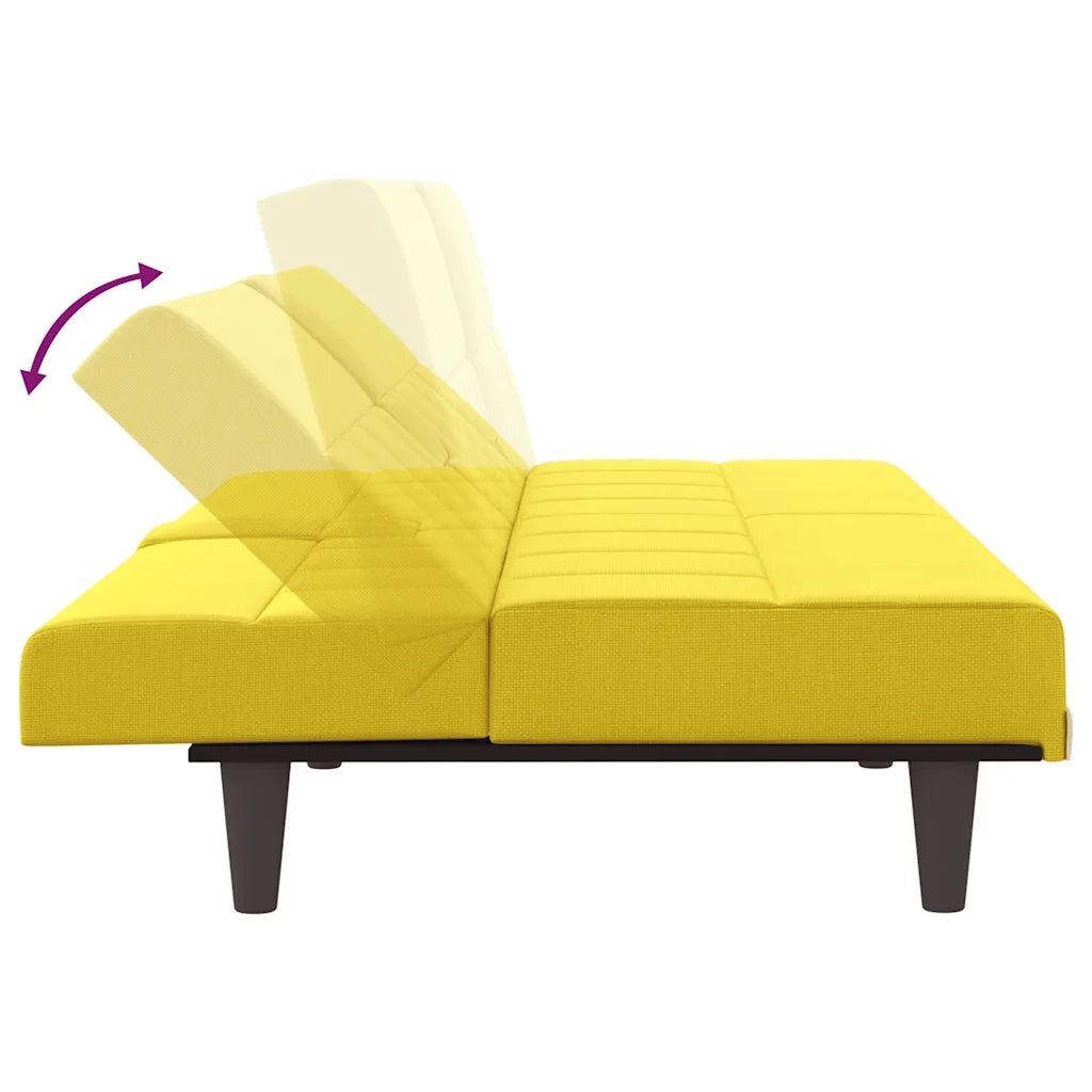 Divano letto | Sof¨¤ letto | Letto singolo con Portabicchieri in Tessuto Giallo Chiaro