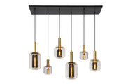 Lampadario moderno ottone vetro fumé 6xE27 Joanet Lucide