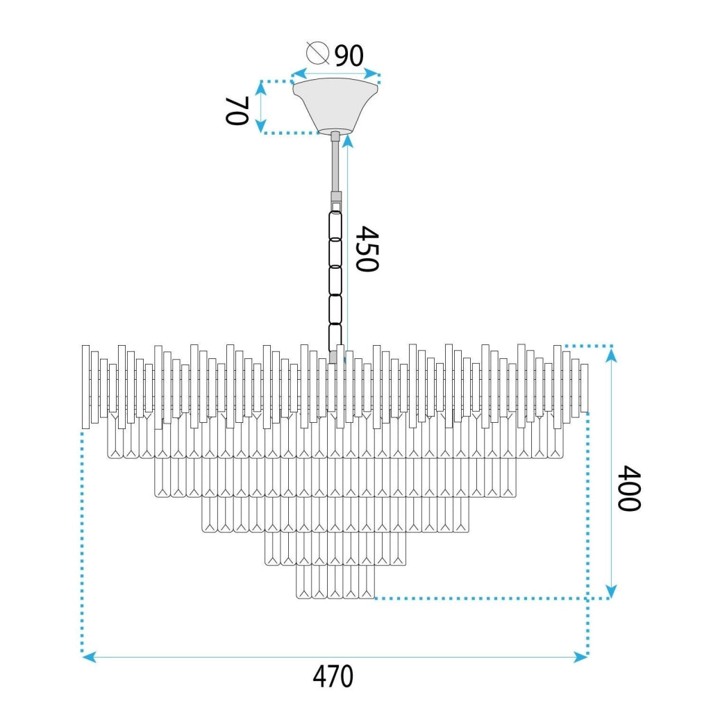 Lampada Cristal G063-cp 50cm Black