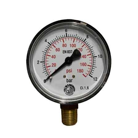 MANOMETRO DI RICAMBIO ATT. RADIALE 1/4 - Scala 0-12 bar - SPIRALFLEX