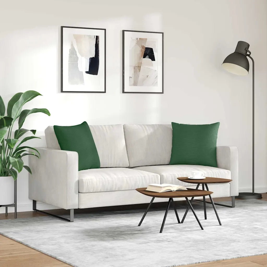 Cuscini da Divano 2 pz | Cuscini per sedie Verde Scuro 50 x 50 cm Tessuto in Cords