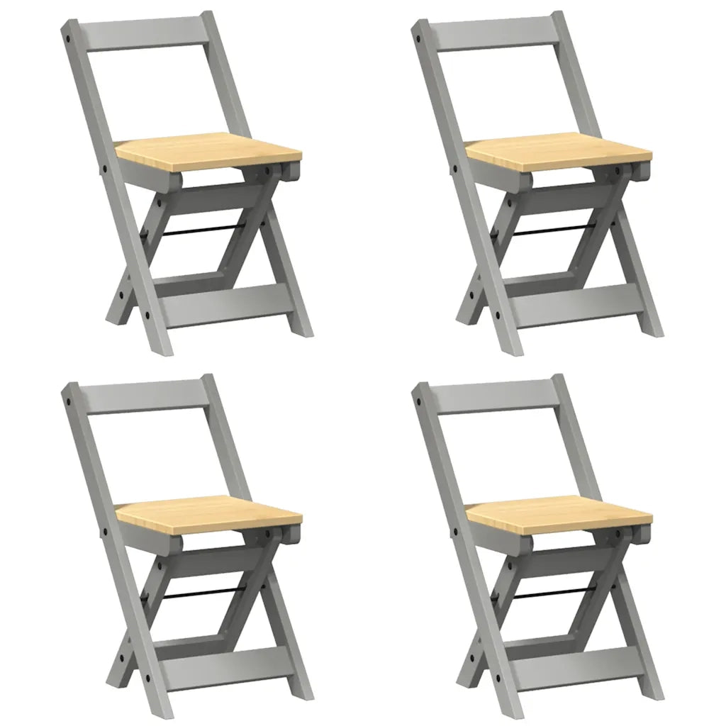 Set da Pranzo 5 pz Corona Pieghevole Grigio in Legno di Pino 3295718