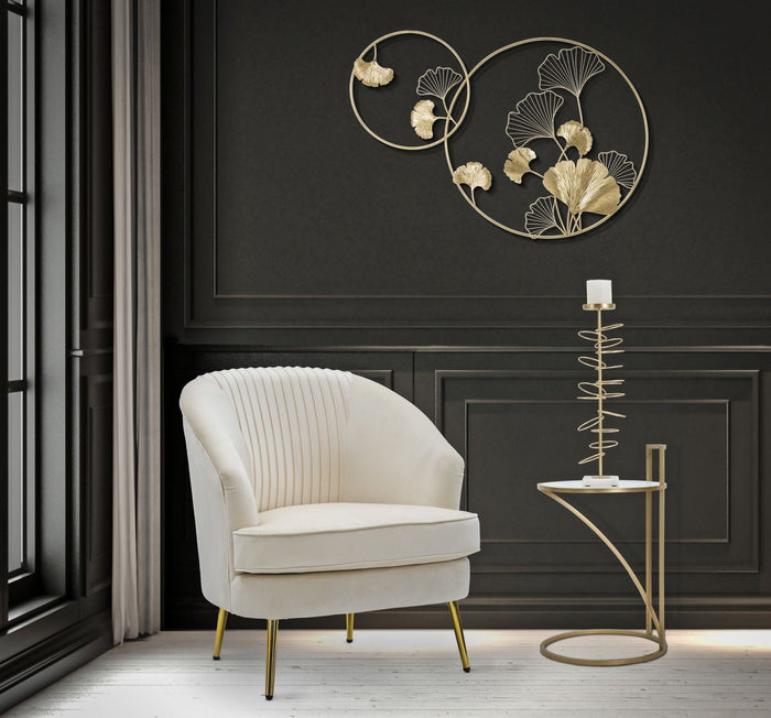 Portacandele Rings 14x13x50,5 cm in Ferro e Marmo Oro e Bianco