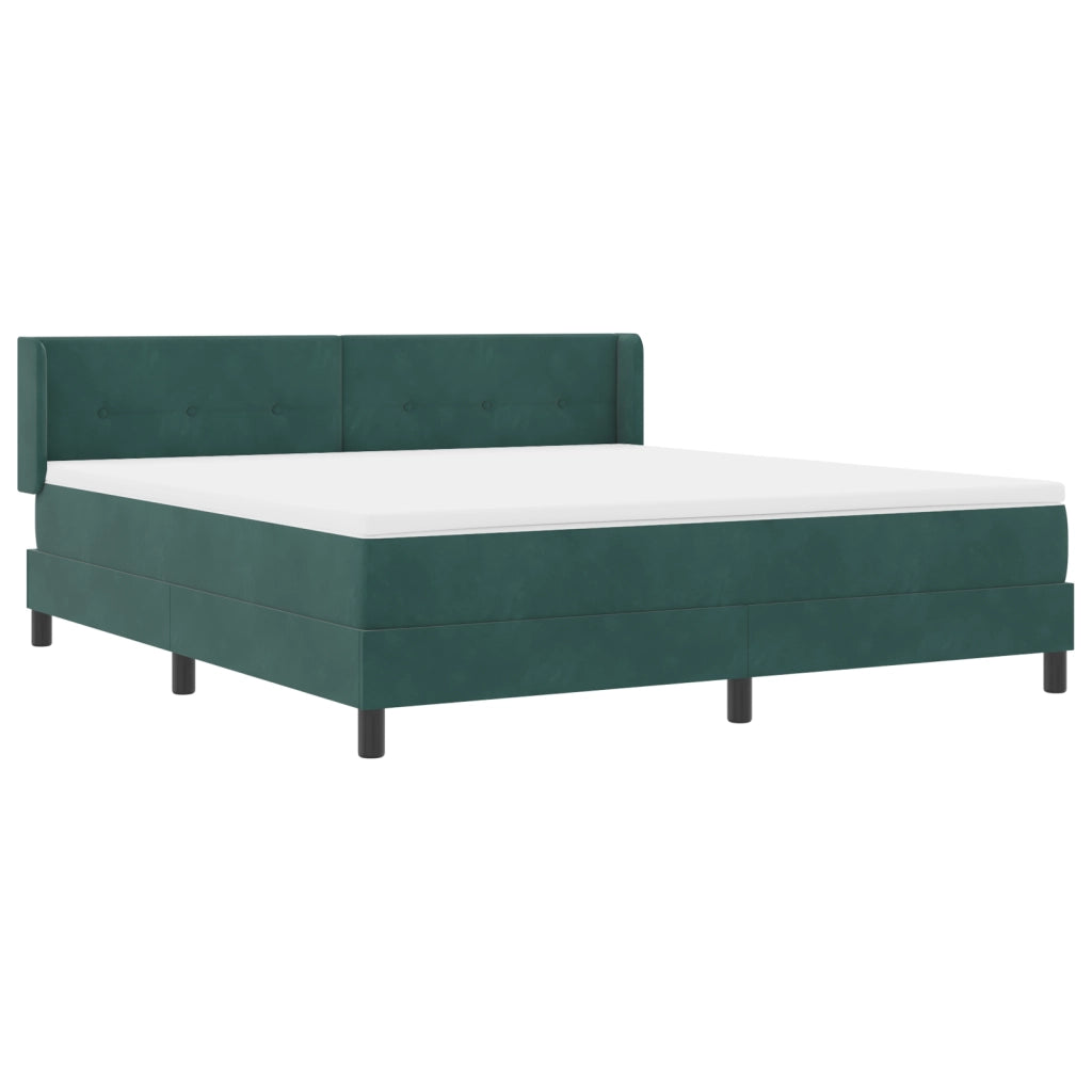Letto a Contenitore con Materasso Verde Scuro 180x200 cm in Velluto