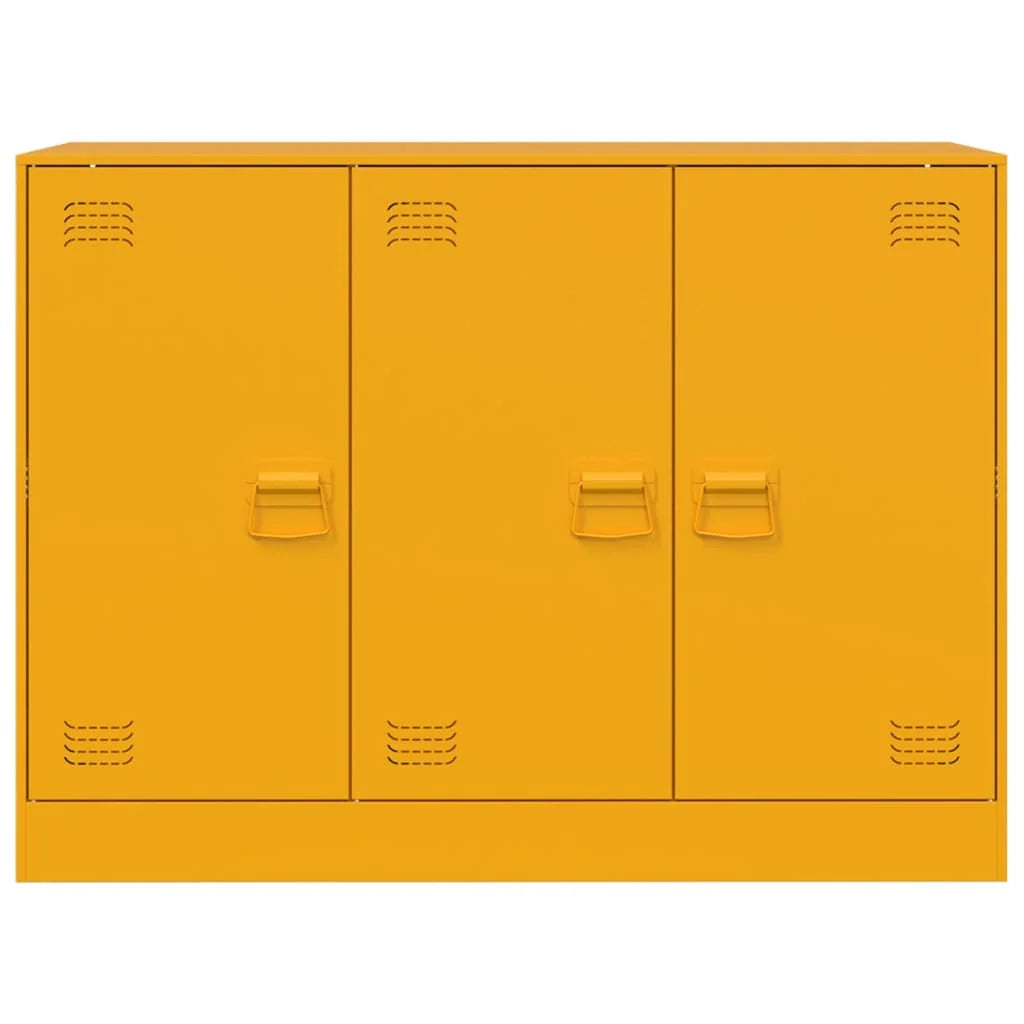 Buffet credenza cassettiera armadio mobile contenitore organizer per cucina soggiorno salotto giallo senape 99 x 39 x 73 cm acciaio Giallo 02_0035712