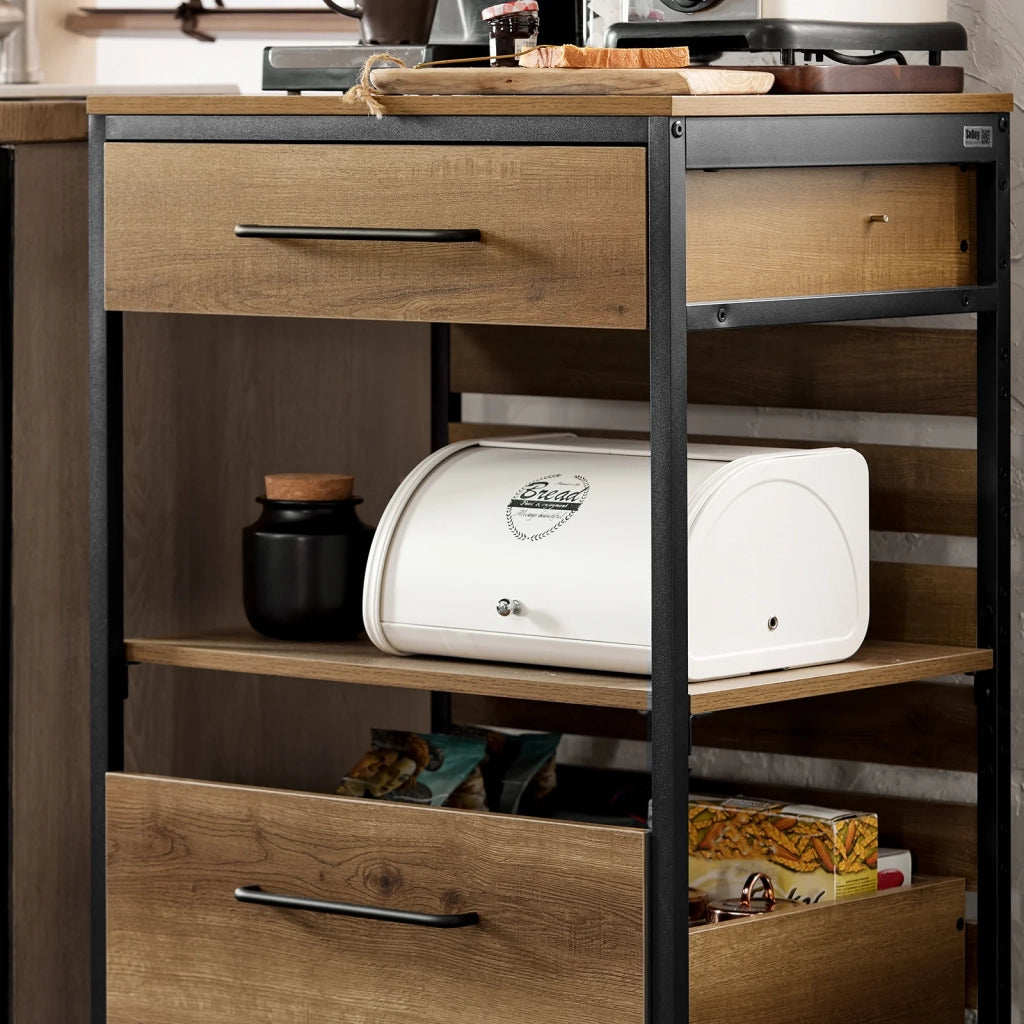 Carrello Portavivande Con 1 Cassa Portaoggetti Estraibile Carrello Da Cucina Carrello Bar Vintage 60x45x90cm FKW118-PF SoBuy