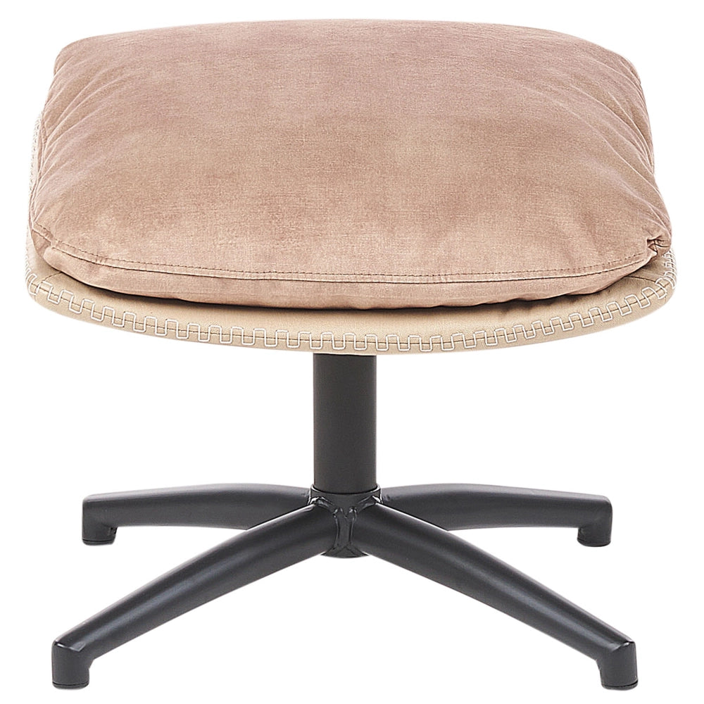 Poltrona girevole con poggiapiedi Velluto beige Base singola Seduta imbottita