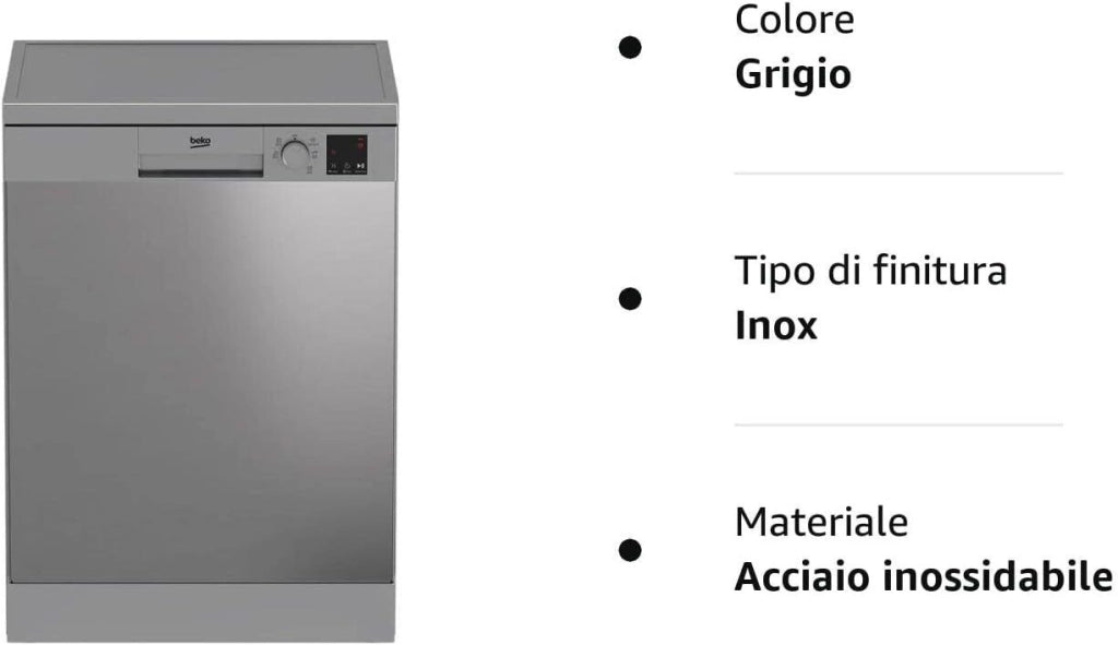 Beko DVN05320X Lavastoviglie Libera Installazione 13 coperti Classe energetica E 5 Programmi 60 cm Inox