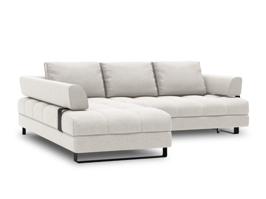 Cosmopolitan Design - Divano convertibile angolare sinistro con box "Clinton" 5 posti tessuto strutturato grigio chiaro