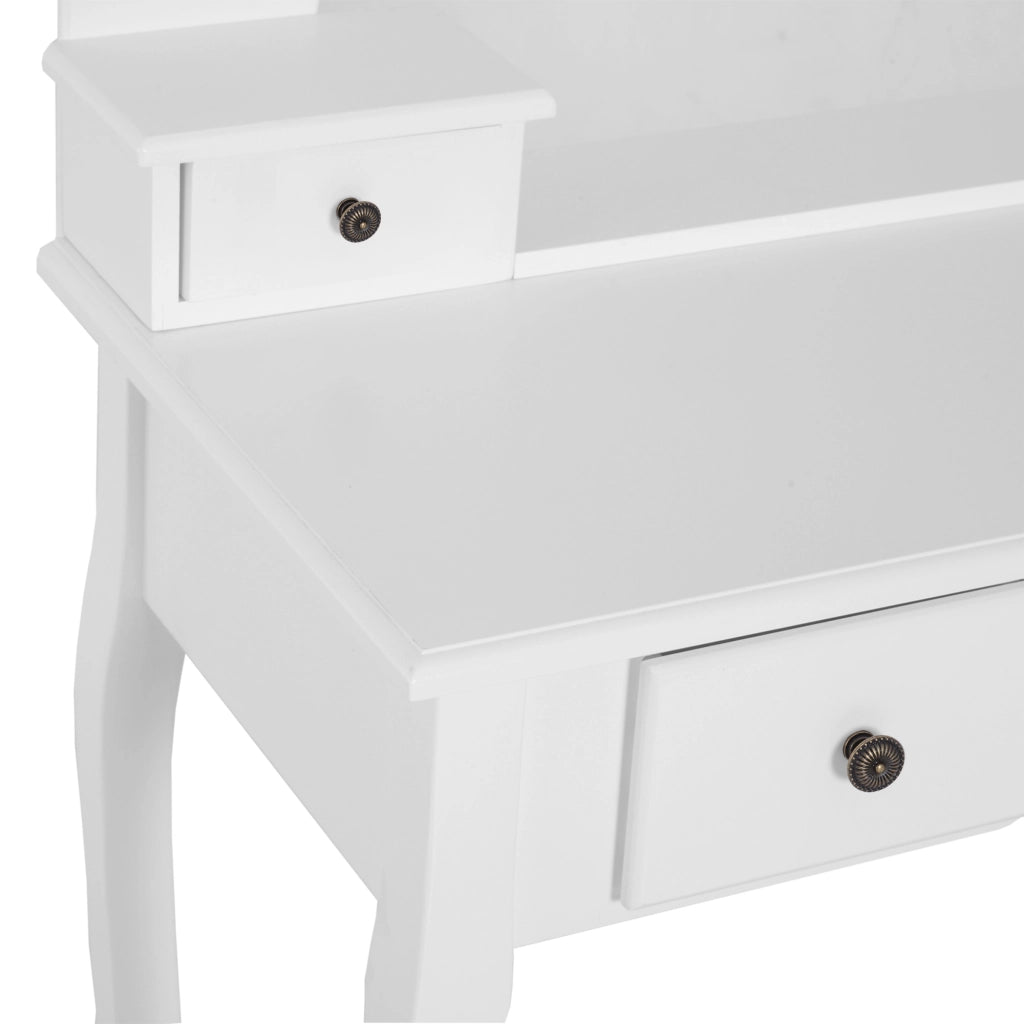 Cassettiera con Specchio e Sgabello ¨C Xylo ¨C 5 Cassetti Bianco MDF