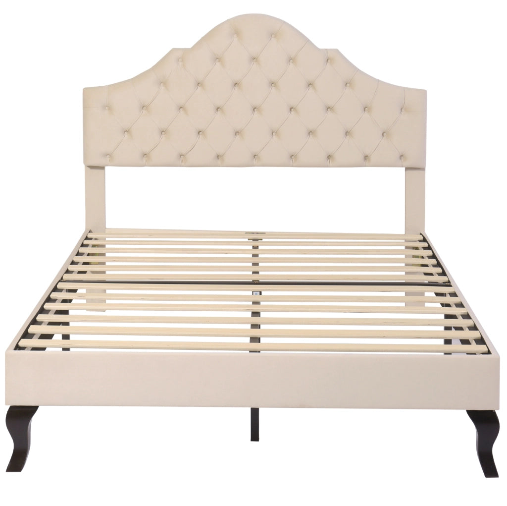 Letto imbottito 140x190 cm; testiera regolabile; velluto bianco sporco