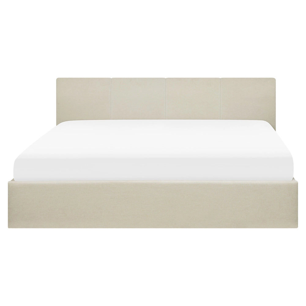 Struttura del letto Beige King Size 5 piedi Sollevare contenitore con testiera