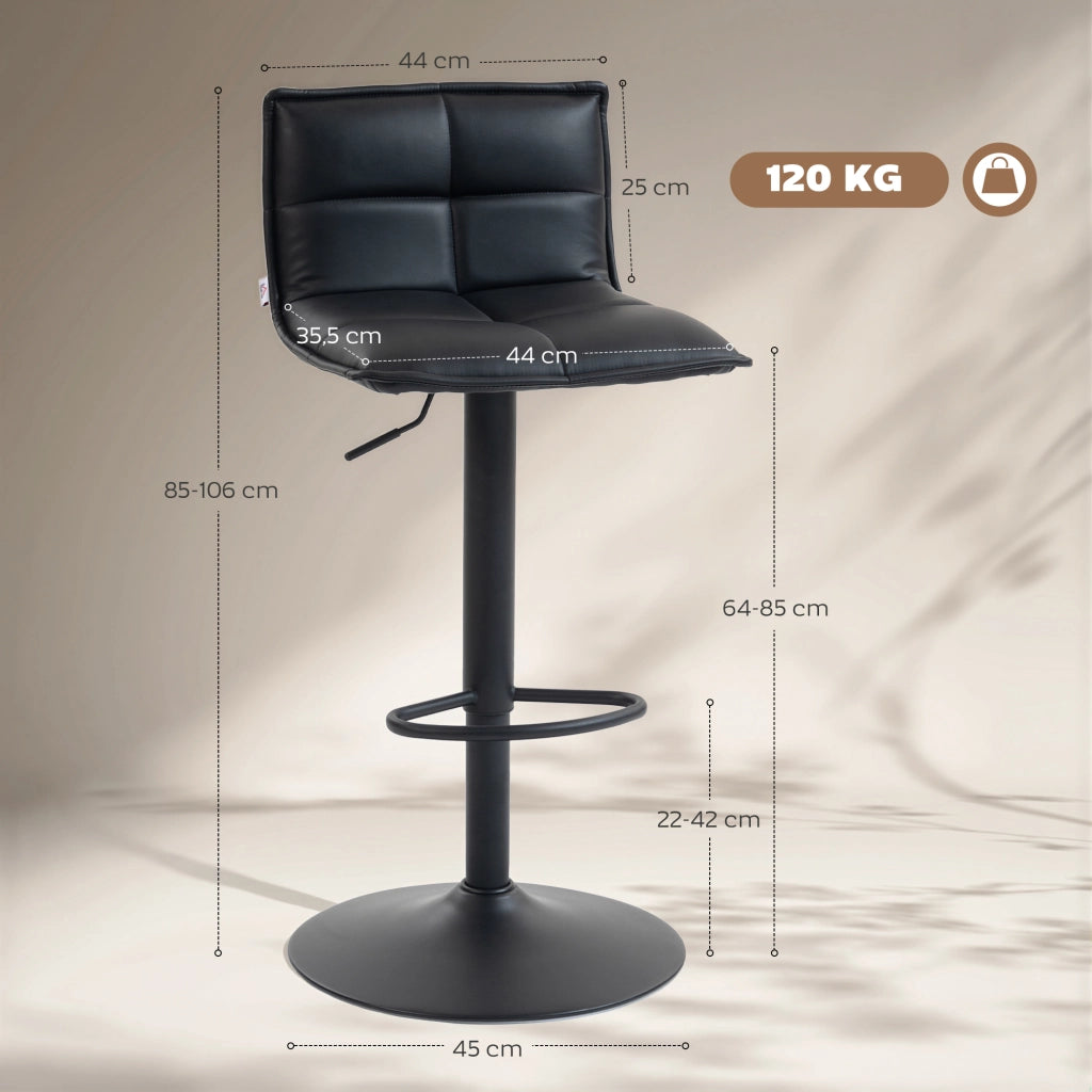 Sgabelli da bar regolabili in altezza con sedile girevole ¨C zephmum ¨C PU nero 44x45x85-106 cm