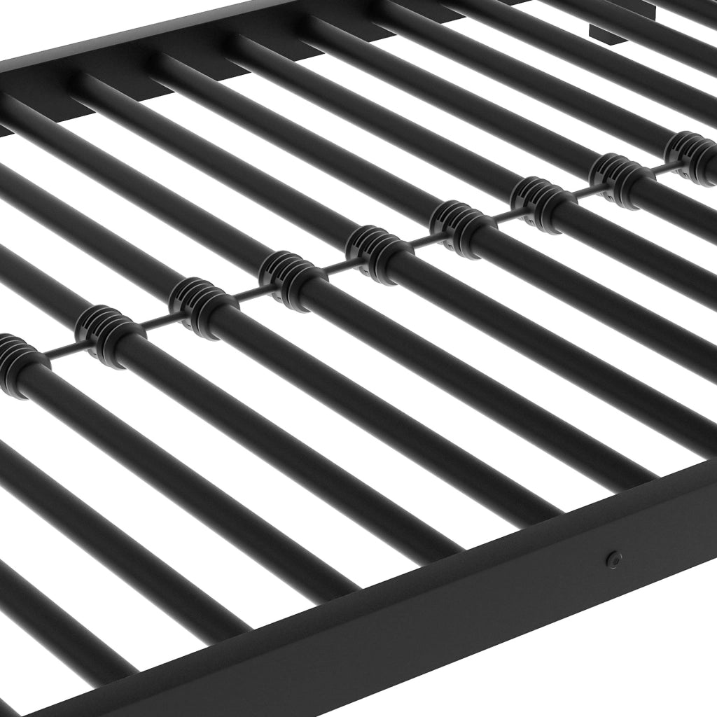 OKWISH Letto a Castello 90×200 cm, Letto 3 Posti con Scala Fissa, Sponde di Sicurezza e Salvaspazio, senza Materasso, Nero