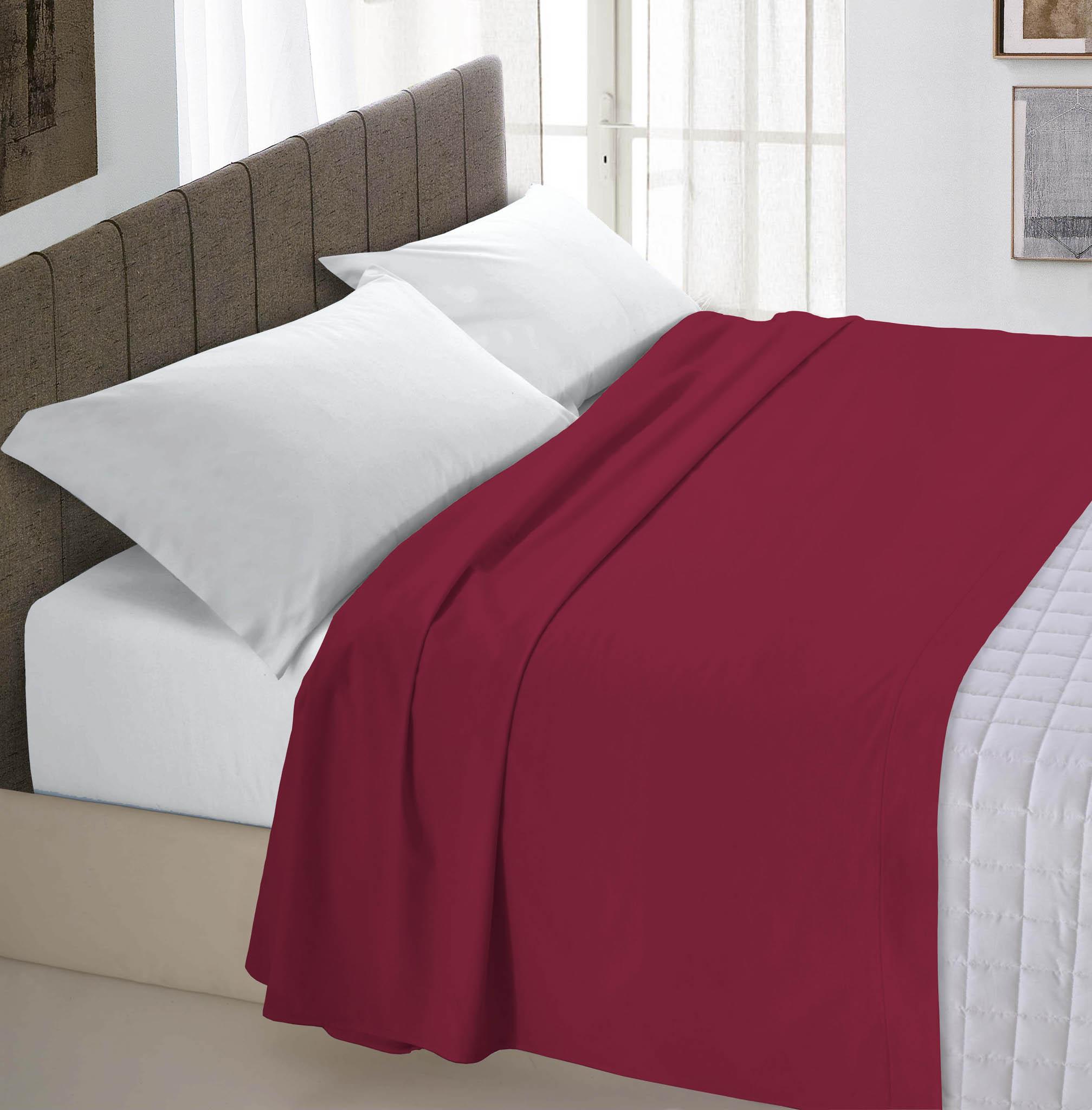 Lenzuolo Sopra in Tinta Unita Bordeaux Singolo