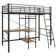 Letto singolo | Letto per adulti | Letto a Castello con Tavolino Grigio in Metallo 90x200 cm