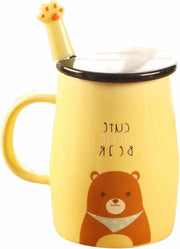 Tazza da Caffè Ceramica - Cucchiaio in Acciaio Inossidabile Incluso - Regalo Divertente per Amanti dell'Orso e del Caffè