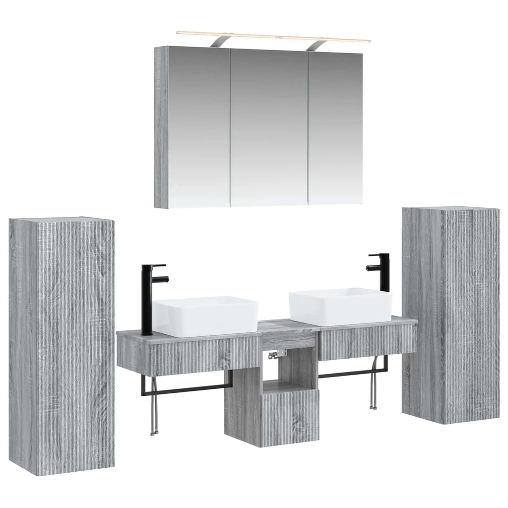 Set di mobili per il bagno 6 pcs Sonoma grigio 3407132