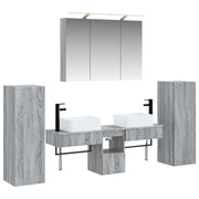 Set di mobili per il bagno 6 pcs Sonoma grigio 3407132