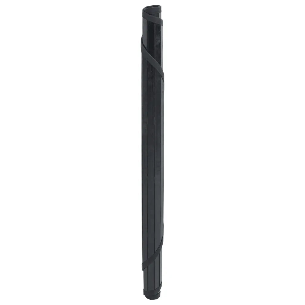 Tappeto Rotondo Nero 60 cm in Bambù 376972