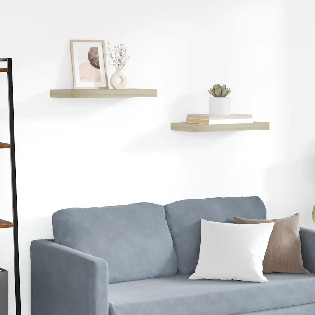 Scaffali a Parete 2 pz Rovere 50x23x3,8 cm in MDF 323872