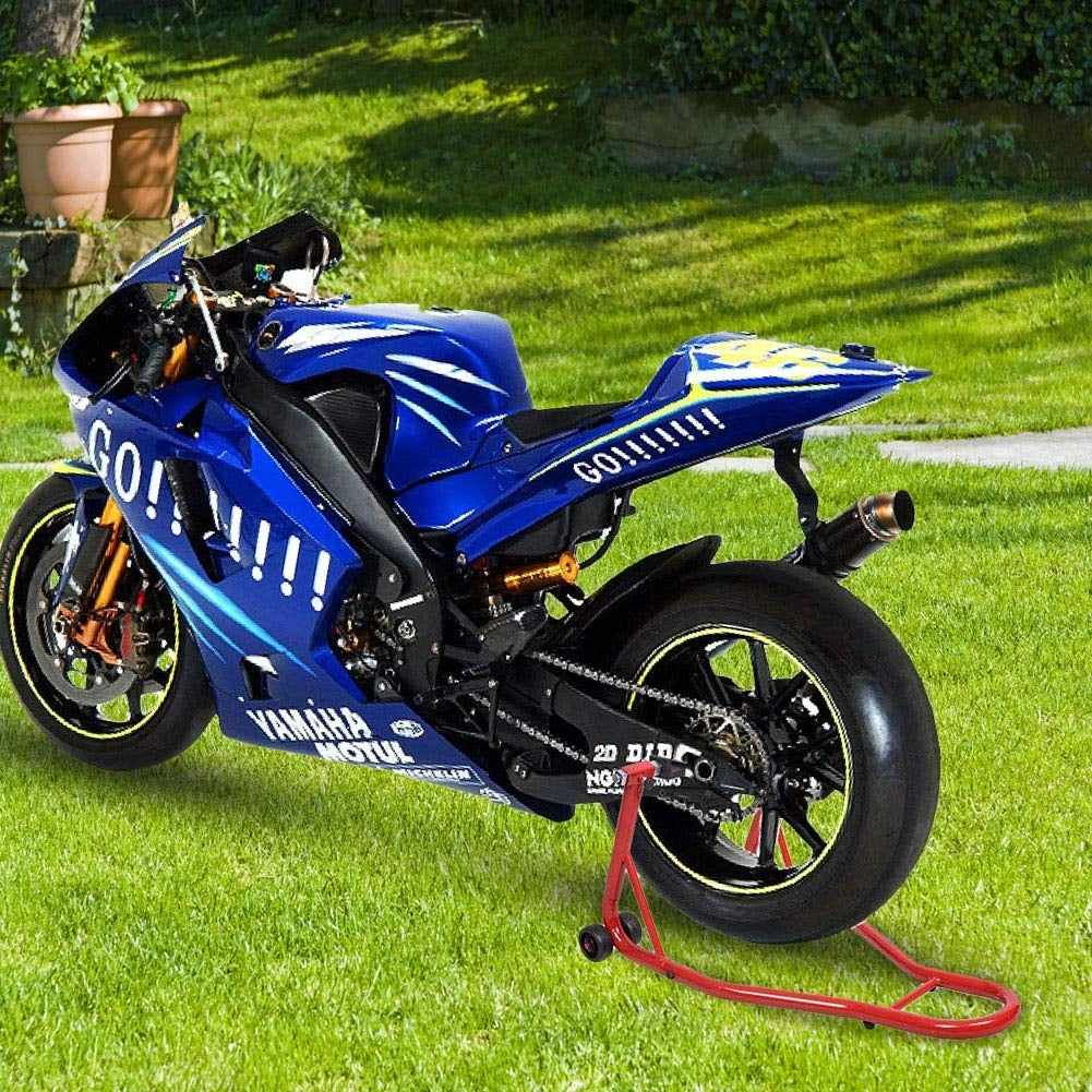 Cavalletto posteriore per moto regolabile con piastre, Cavalletto per moto universale Rosso-Accessori per veicoli
