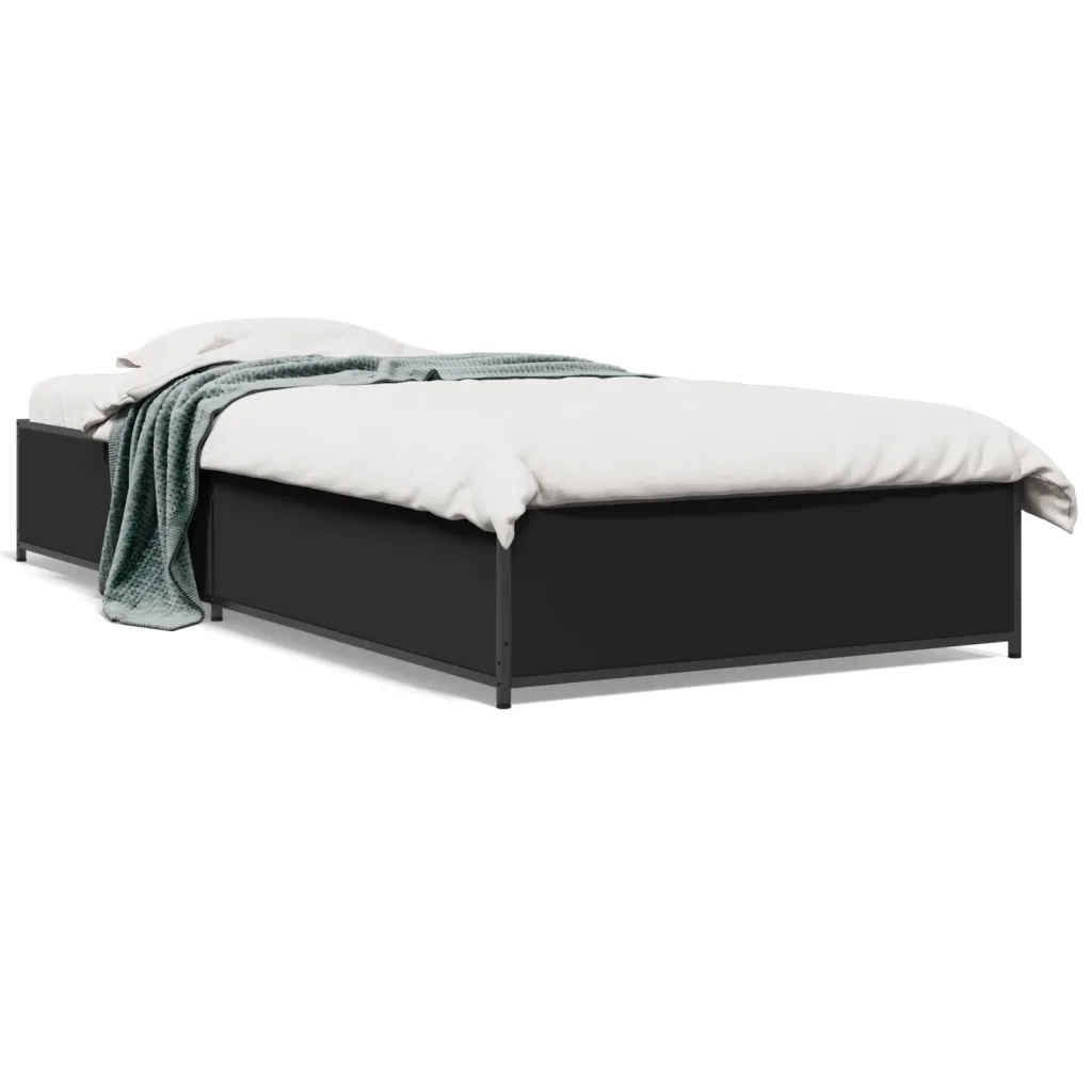 Giroletto Nero 100x200 cm in Legno Multistrato e Metallo 845106