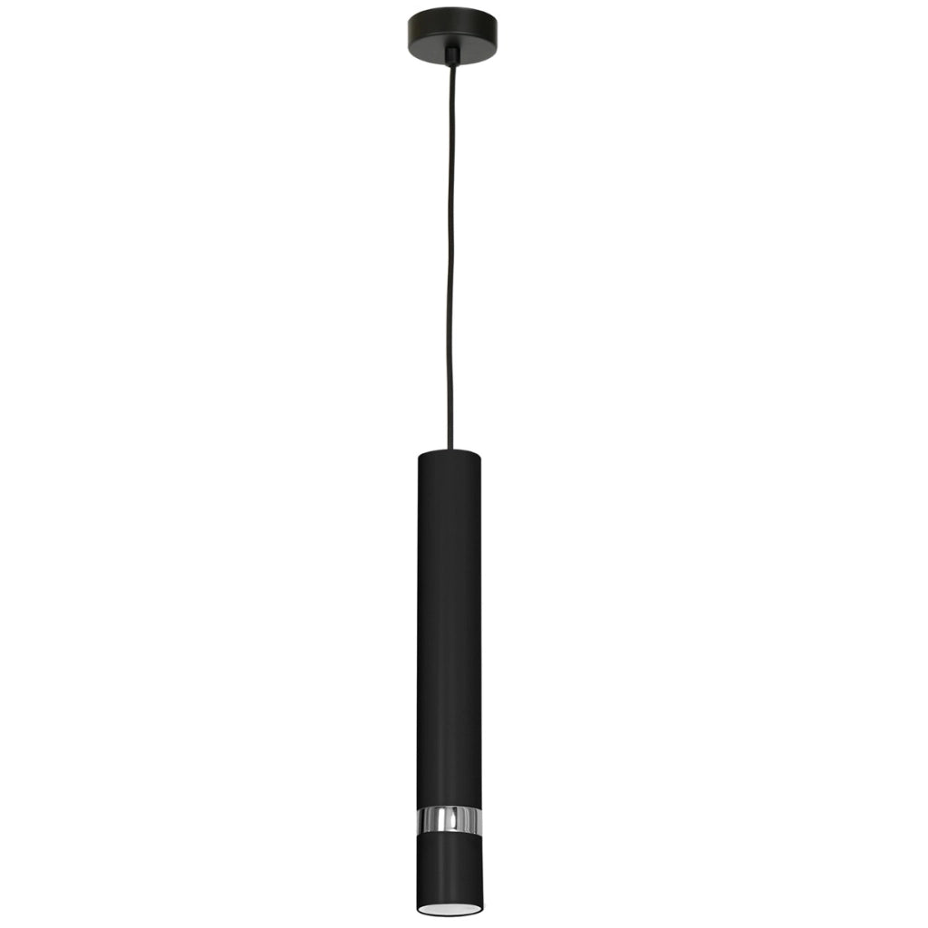 Sospensione a tubo nero/cromo Reno GU10 1 luce Luminex