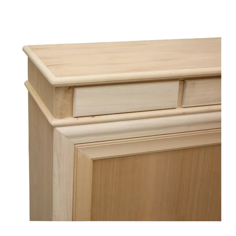 Credenza 2 porte scorrevoli 4 cassetti legno grezzo 180x48x100 (3071) - Mobili 2G