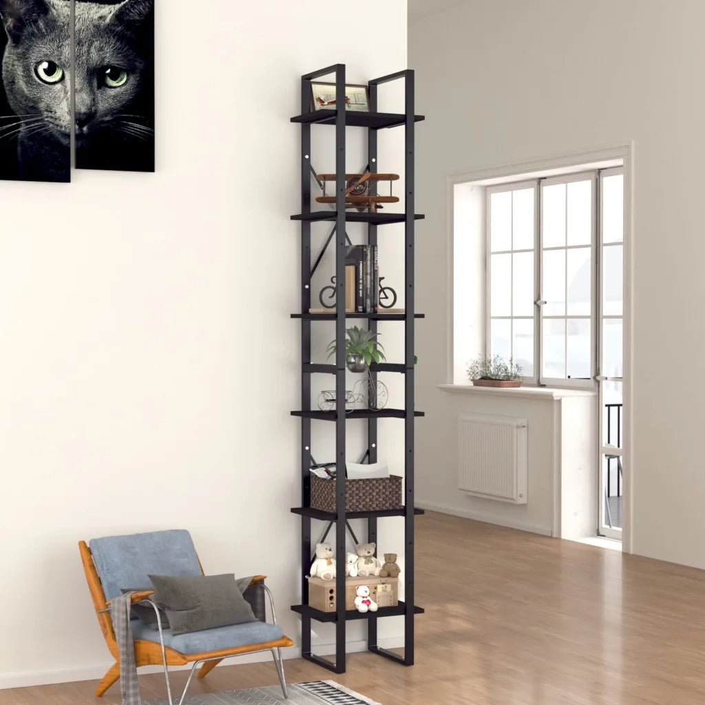 Libreria a 6 Ripiani Nera 40x30x210 cm in Truciolato cod mxl 18641
