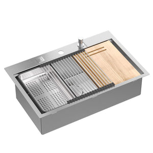 Lavello In Acciaio Burt 110 Workstation Brush Nickel