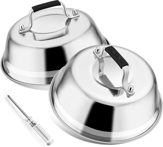 Set di 2 palline per hamburger in acciaio inossidabile (16,7 cm) per barbecue - Accessorio per cucina deluxe