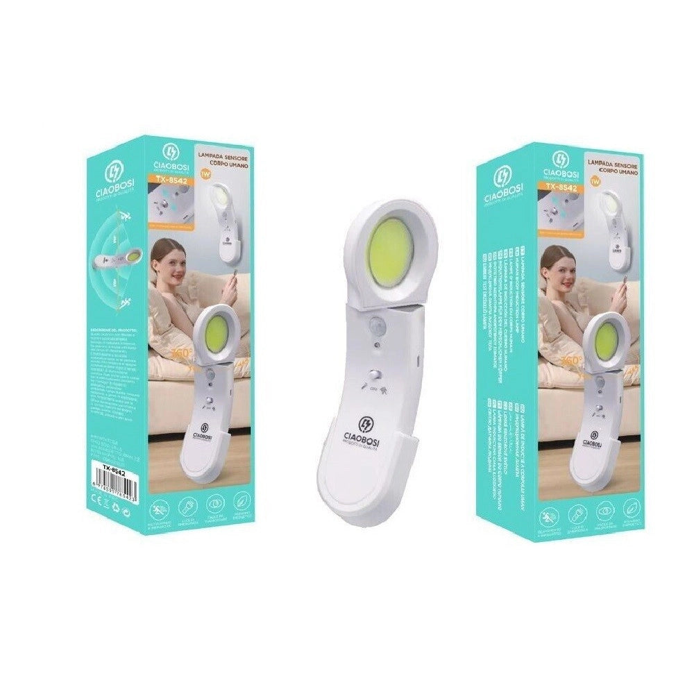 Trade Shop - Lampada Luce Con Sensore Movimento Led Per Armadi Portatile Girevole 1w Tx-8542 -