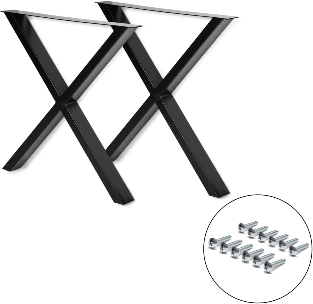 Set di 2 gambe per tavolo forma X 69x72 cm design industriale