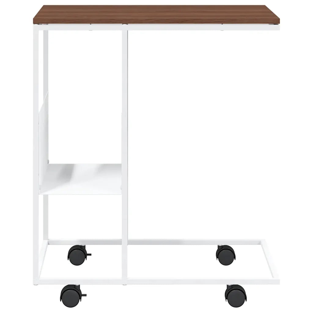 Tavolino con Ruote Bianco 55x36x63,5cm in Legno Multistrato 343110