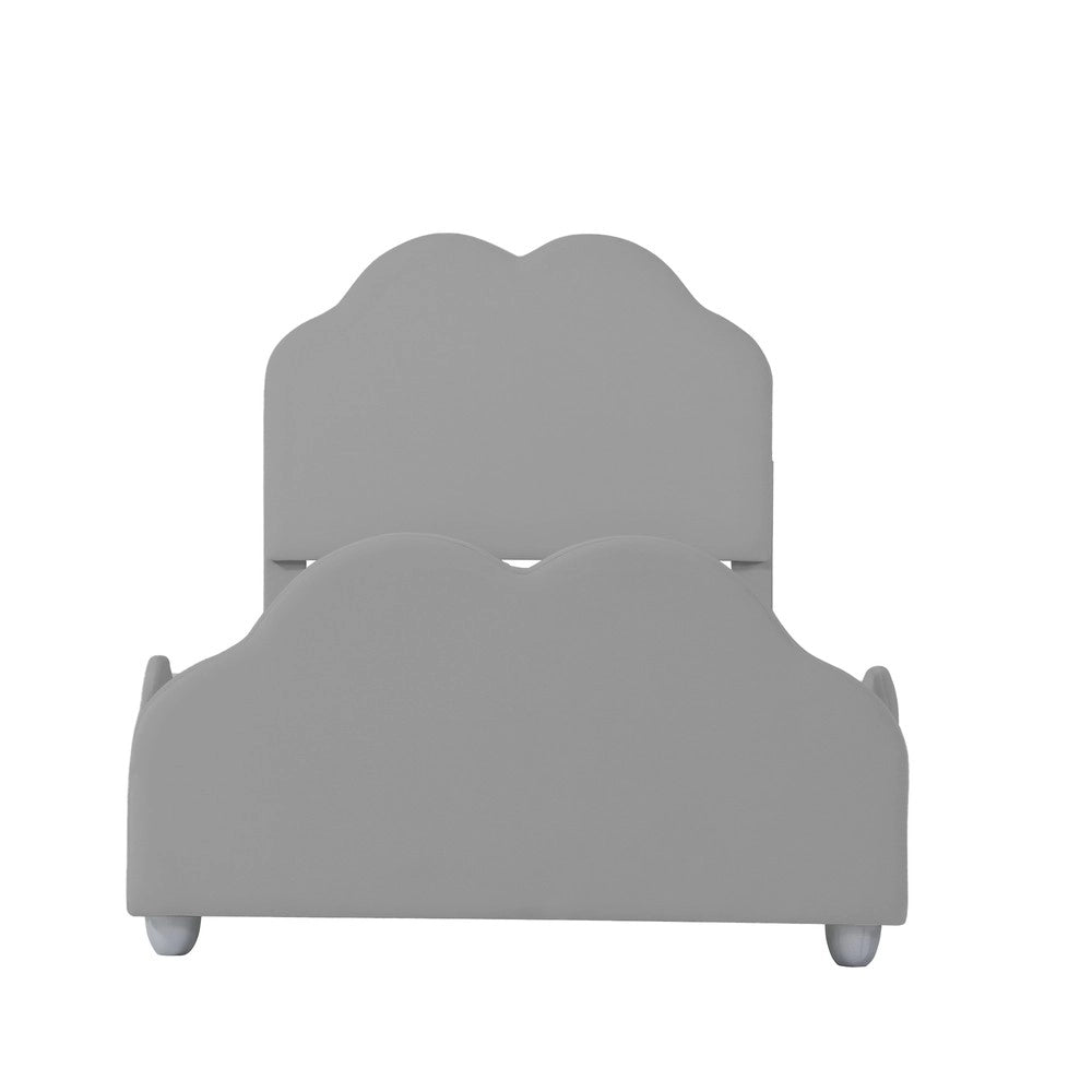 Letto per bambini imbottito ¨C Minimal ¨C Velluto grigio 90x200 cm