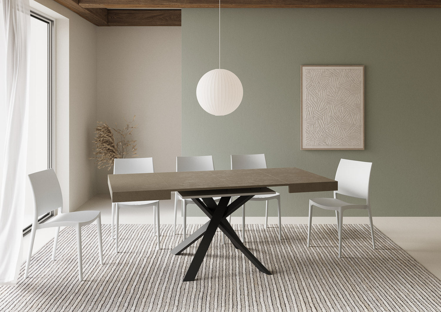 Tavolo Allungabile 90-194x90x76 cm Clerk Tortora Gambe Antracite