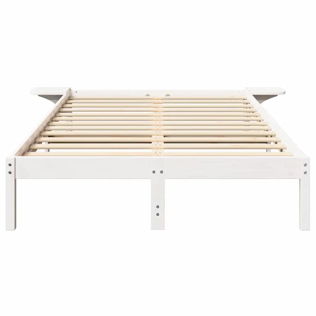 Struttura del letto Bianco 135 x 190 cm Pino massello 873197