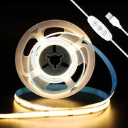 Striscia LED USB 5V Dimmabile Bianco Caldo 3000K LED COB Flexibile CRI93+ Larghezza 8mm Striscia LED per Illuminazione di Fondale TV, Soggiorno, Camera da Letto, Cucina, Decorazione DIY 2M