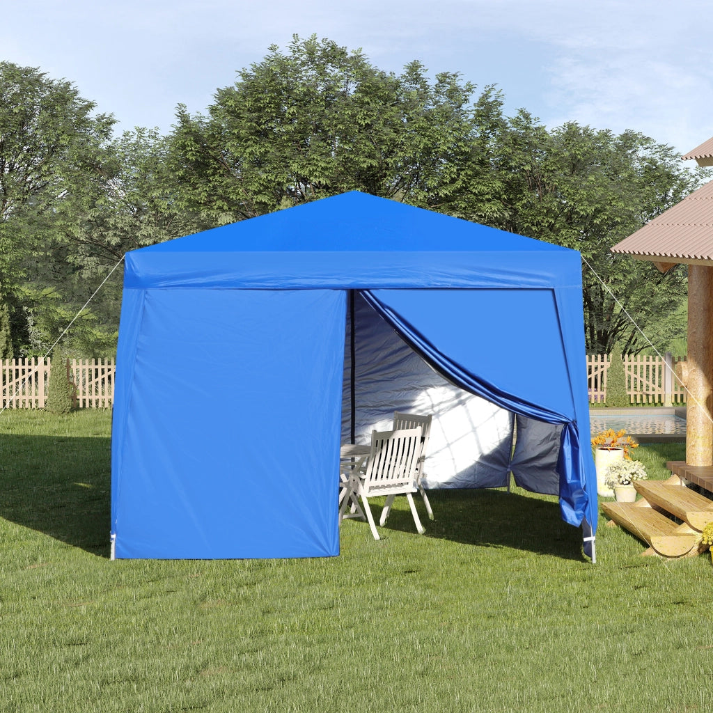 Pavillon pieghevole 3 x 3 m blu con 4 pareti laterali, struttura in acciaio, impermeabile e resistente ai raggi UV