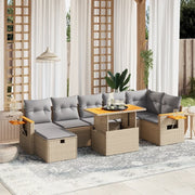Set Divano da Giardino 8 pz con Cuscini Beige in Polyrattan