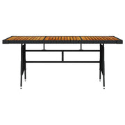 Tavolo Giardino Nero 160x70x72cm Polyrattan e Massello d'Acacia 318694