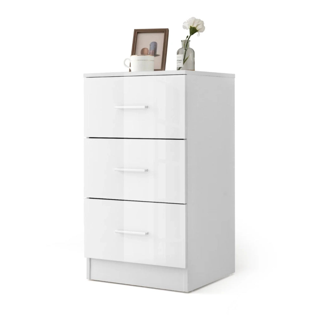 Mobile schedario a 3 cassetti per ufficio 37,1 x 34,2 x 66,5 cm per riporre in sicurezza documenti con superficie espositiva stile contemporaneo in legno bianco 20_0013919