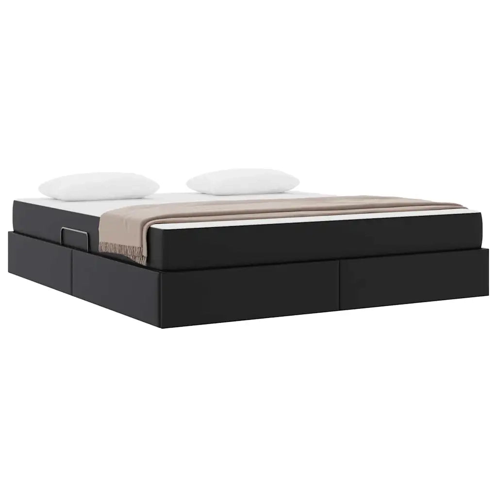 Letto con contenitore e materasso 2 pcs Nero Pelle 3399620